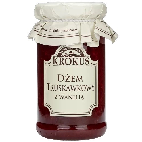 Dżem truskawkowy z wanilią o obniżonej zawartości cukru bezglutenowy 235 g — Krokus