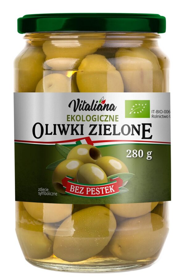 Oliwki zielone bez pestek w zalewie BIO 280 g (150 g) — Vitaliana