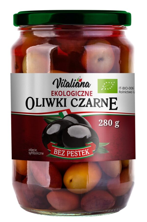 Oliwki czarne bez pestek w zalewie BIO 280 g (150 g) — Vitaliana