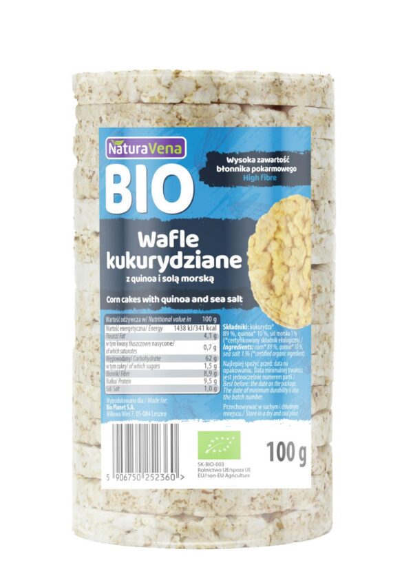 Wafle kukurydziane z quinoa i solą morską BIO 100 g — Naturavena