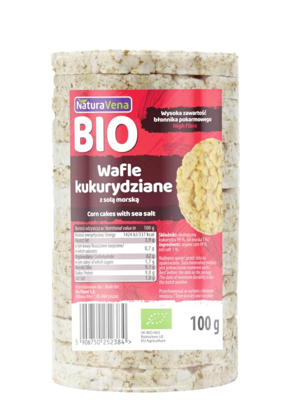 Wafle kukurydziane z solą morską BIO 100 g — Naturavena