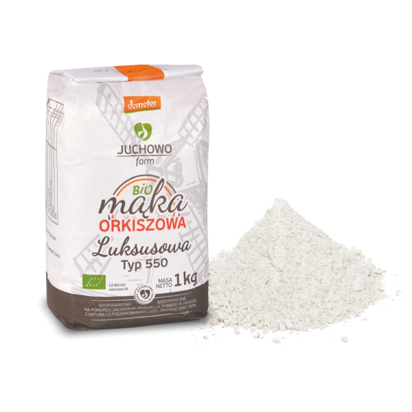 Mąka pszenna orkiszowa luksusowa typ 550 Demeter BIO 1 kg — Juchowo