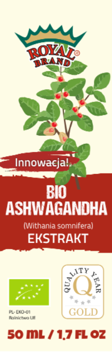 Ashwagandha ekstrakt w kroplach BIO 50 ml — Royal Brand
