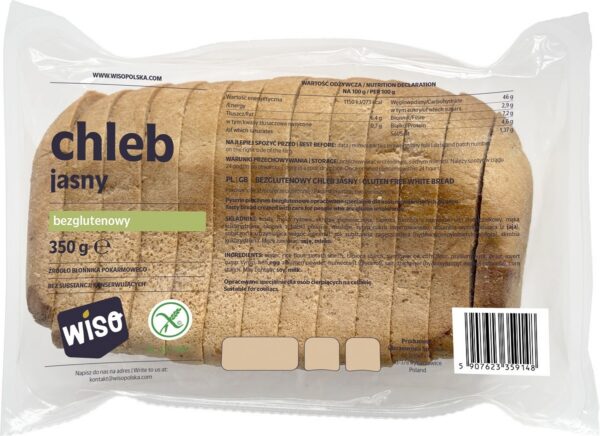 Chleb jasny krojony bezglutenowy 350 g — Wiso