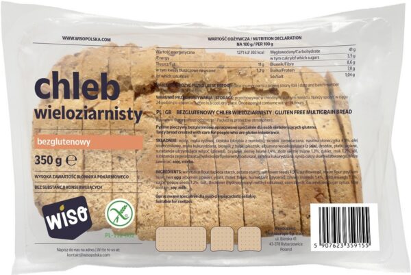 Chleb wieloziarnisty krojony bezglutenowy 350 g — Wiso
