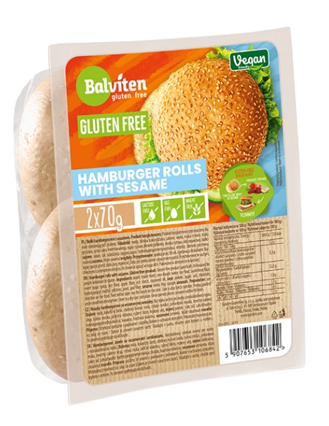 Bułki do hamburgerów z sezamem bezglutenowe (2 szt.) 140 g — Balviten