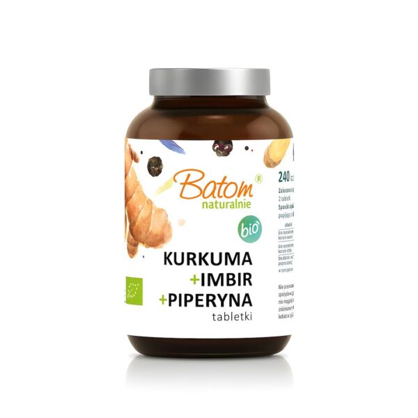 Kurkuma + imbir + piperyna BIO 240 tabletek — Batom