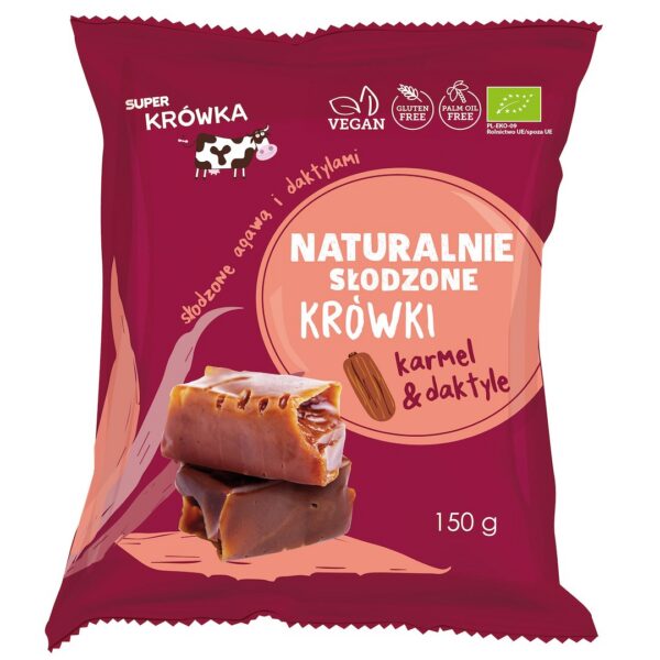 Krówki słodzone agawą i daktylami bezmleczne bezglutenowe BIO 150 g — Me Gusto