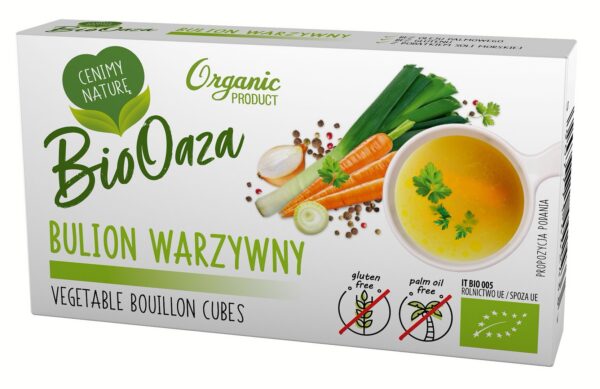 Bulion, kostki warzywne bez dodatku cukrów bezglutenowe BIO (6 x 11 g) 66 g — Biooaza