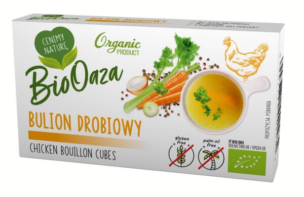 Bulion, kostki drobiowe bez dodatku cukrów bezglutenowe BIO (6 x 11 g) 66 g — Biooaza
