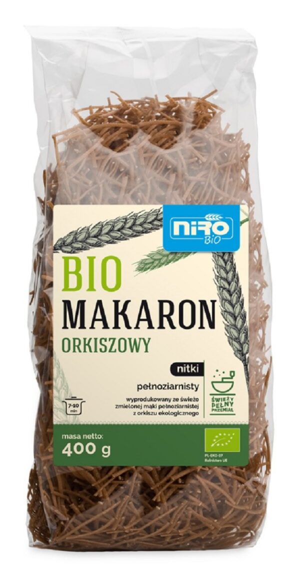 Makaron (orkiszowy razowy) nitki BIO 400 g — Niro