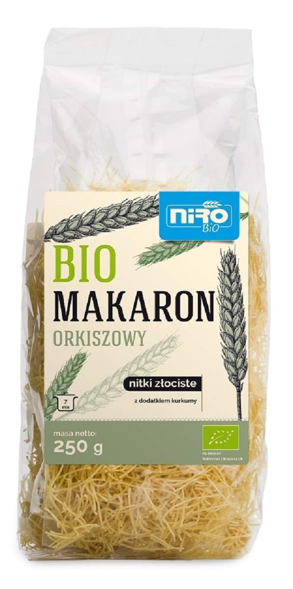 Makaron (orkiszowy z kurkumą) nitki złociste BIO 250 g — Niro