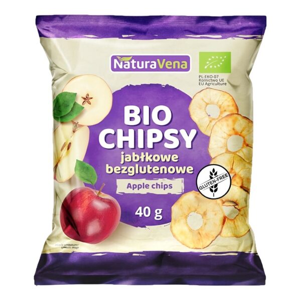 Chipsy jabłkowe bezglutenowe BIO 40 g — Naturavena