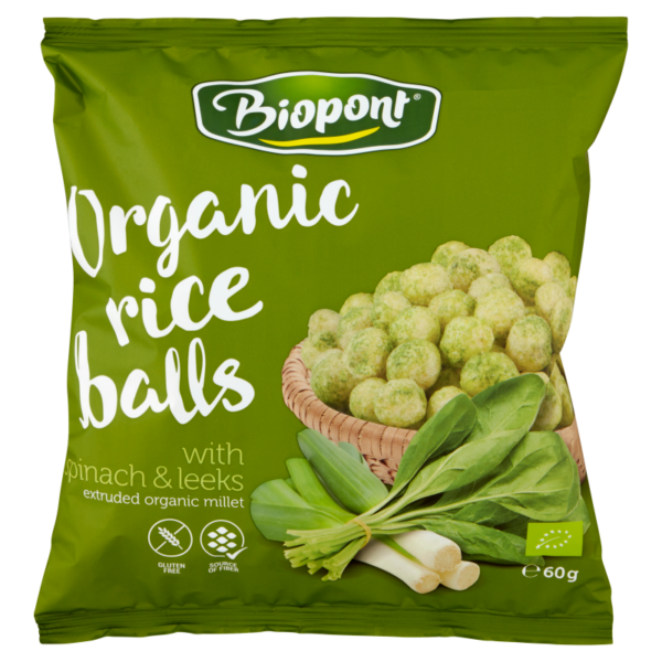 Chrupki ryżowe ze szpinakiem i porem bezglutenowe BIO 60 g — Biopont