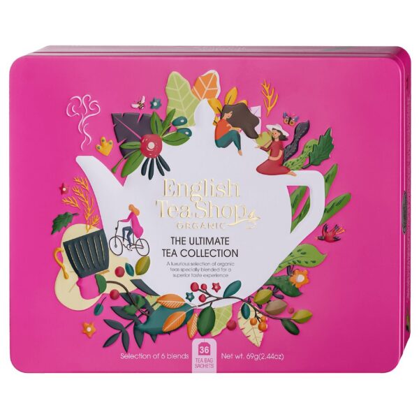 Zestaw herbat i herbatek codziennych BIO w puszce (the ultimate-6 smaków) (36 x 1,96 g) 70,5 g — English Tea Shop Organic