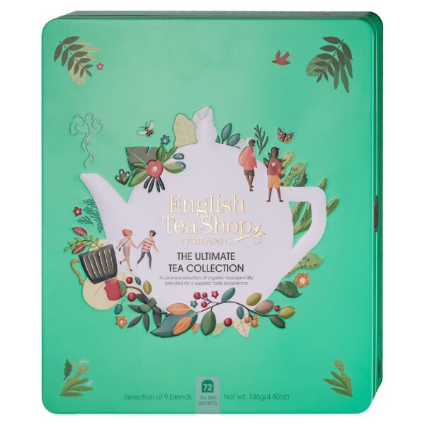 Mega zestaw herbat i herbatek codziennych BIO w puszce (the ultimate-9 smaków) (72 x 1,91 g) 138 g — English Tea Shop Organic