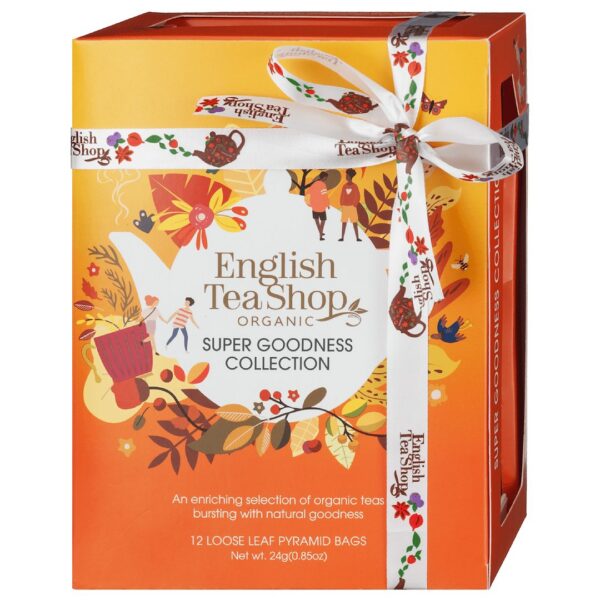 Kolekcja herbatek owocowo-ziołowych BIO piramidki (Super Goodness-6 smaków) (12 x 2 g) 24 g — English Tea Shop Organic