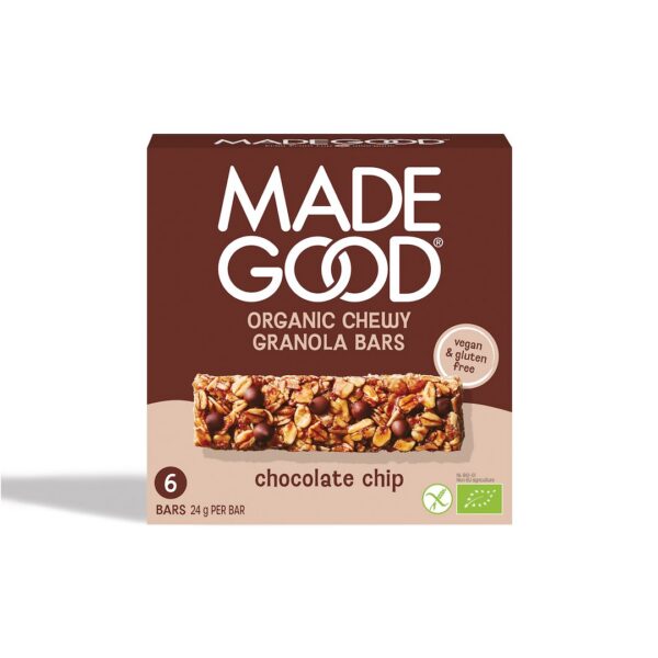 Batony granola crunchy z czekoladą bezglutenowe BIO (6 x 24 g) 144 g — Madegood