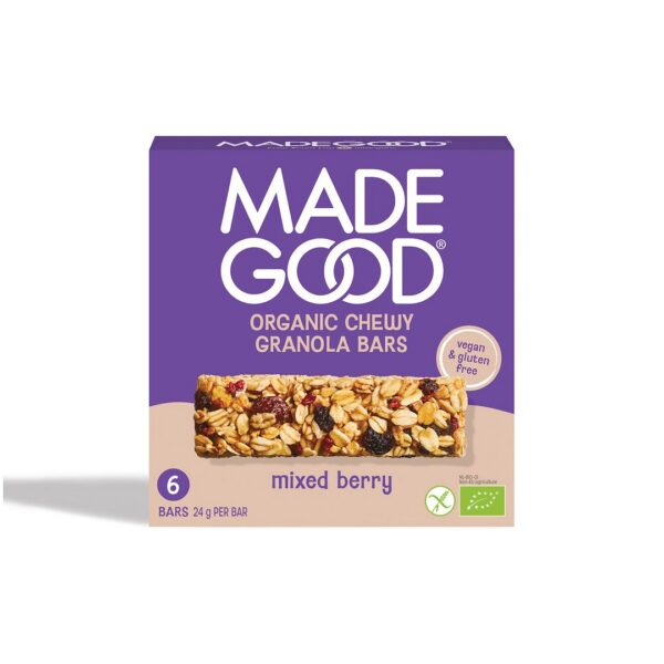 Batony granola crunchy z czerwonymi owocami bezglutenowe BIO (6 x 24 g) 144 g — Madegood
