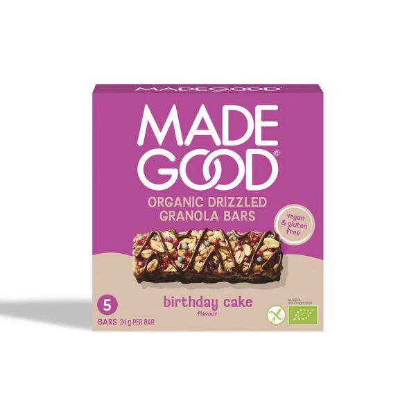 Batony granola crunchy smak tort urodzinowy w polewie czekoladowej bezglutenowe BIO (5 x 24 g) 120 g — Madegood