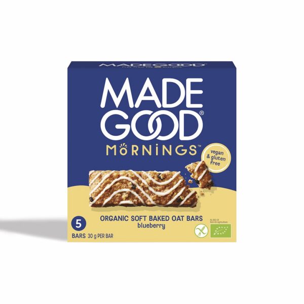 Batony owsiane Soft z jagodami w polewie waniliowej bezglutenowe BIO (5 x 30 g) 150 g — Madegood