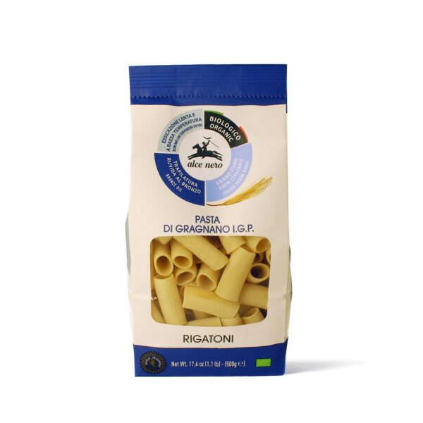 Makaron (semolinowy, pasta di Gragnano) rurka rigatoni BIO 500 g — Alce Nero