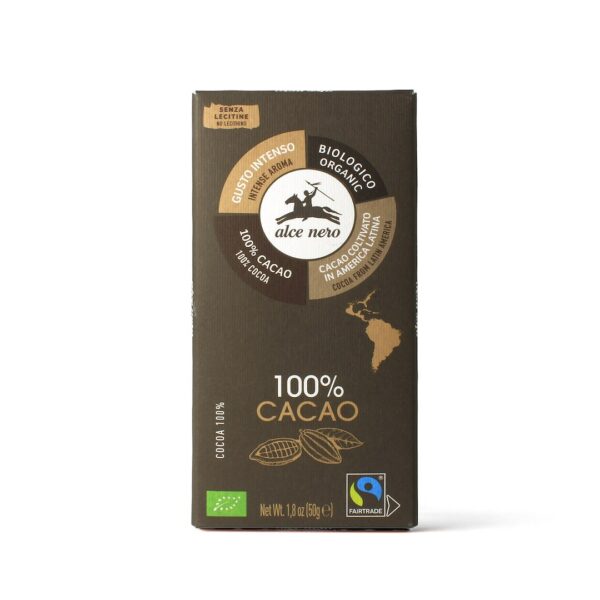 Tabliczka gorzka 100 % kakao BIO 50 g — Alce Nero