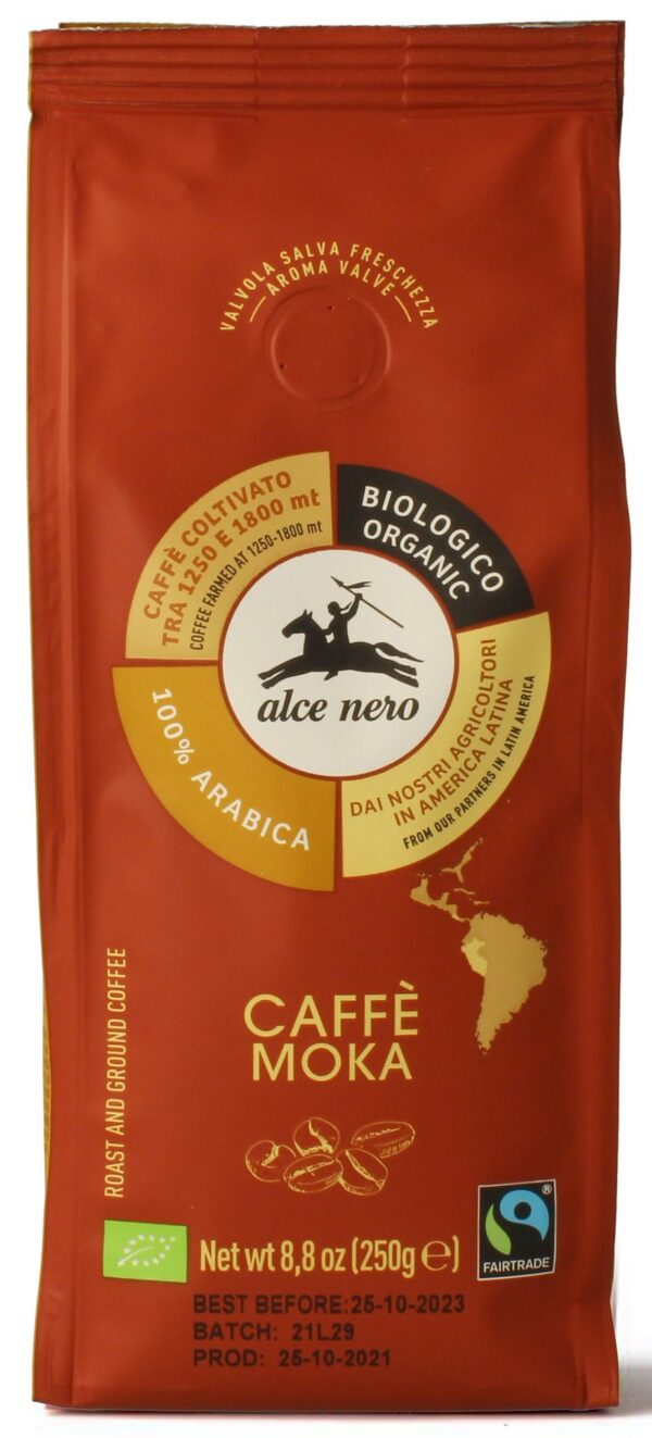 Kawa mielona arabica 100 % Moka górska BIO 250 g — Alce Nero