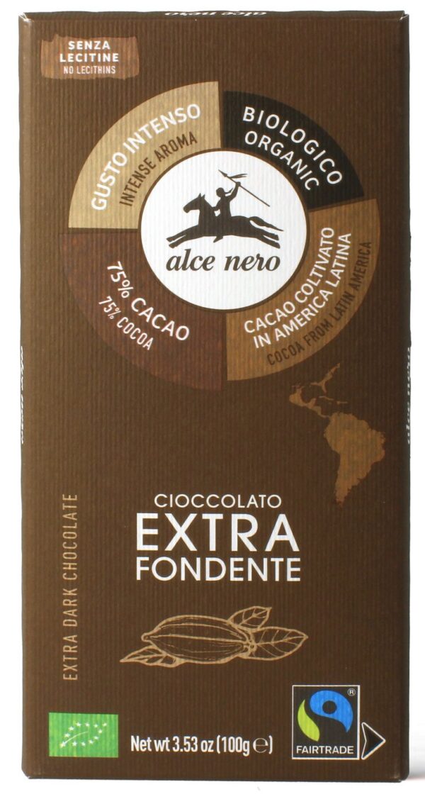 Czekolada gorzka 75 % Fair Trade bezglutenowa BIO 100 g — Alce Nero