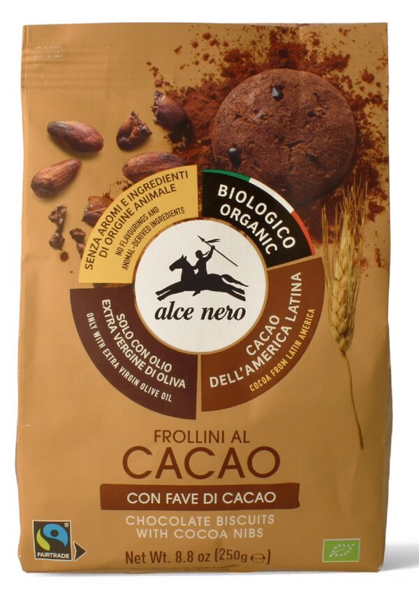 Ciastka kakaowe z ziarnami kakao Fair Trade BIO 250 g — Alce Nero