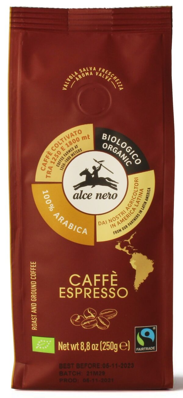 Kawa mielona arabica 100 % espresso górska Fair Trade BIO 250 g — Alce Nero
