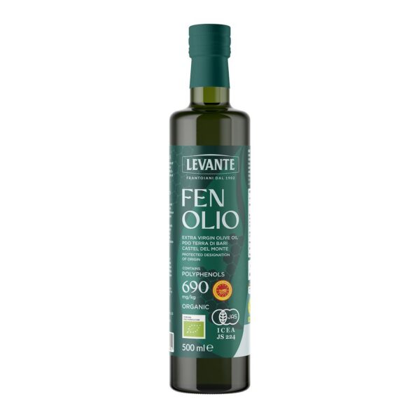Oliwa z oliwek extra virgin wysokopolifenolowa fenolio PDO Terra di Bari Castel del Monte BIO 500 ml — Levante