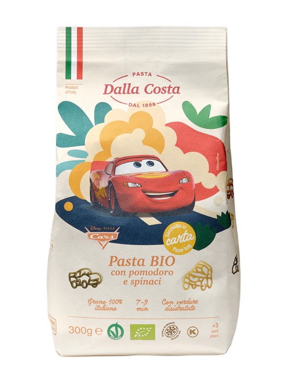 Makaron (semolinowy trójkolorowy) Disney Auta BIO 300 g — Dalla Costa