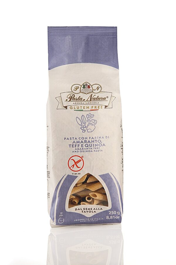 Makaron (kukurydziano-ryżowy z amarantusem, teff i quinoa) penne bezglutenowy 250 g — Pasta Natura
