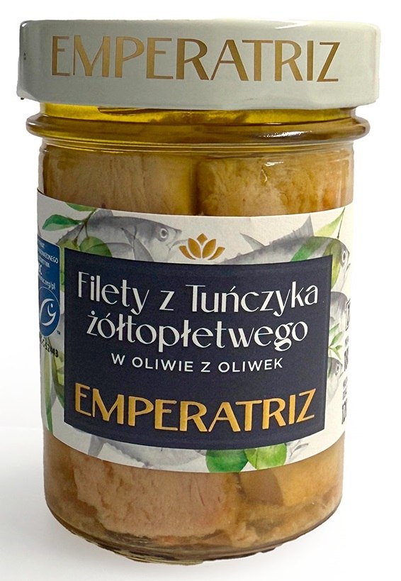 Tuńczyk żółtopłetwy filety MSC w oliwie z oliwek 180 g (słoik) — Emperatriz