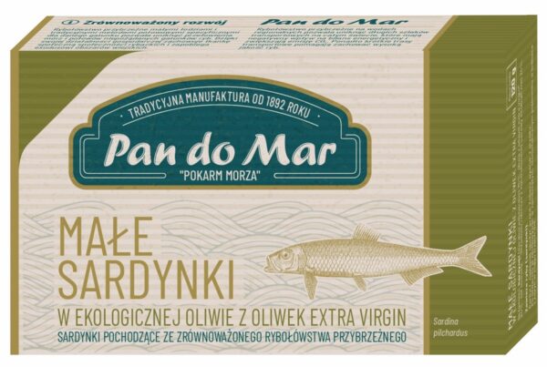 Sardynki europejskie w BIO oliwie z oliwek extra virgin 120 g — Pan Do Mar