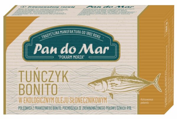 Tuńczyk bonito w BIO oleju słonecznikowym 120 g — Pan Do Mar