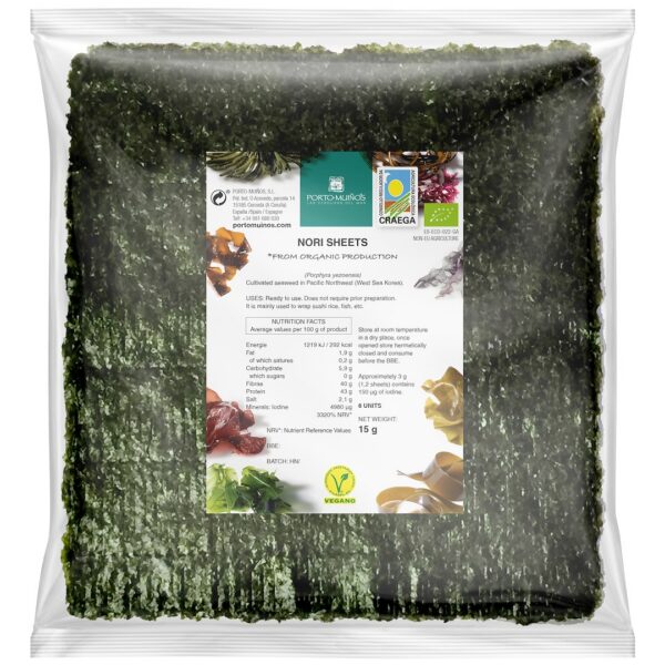 Algi nori prażone do sushi BIO (6 szt.) 15 g — Porto Muinos