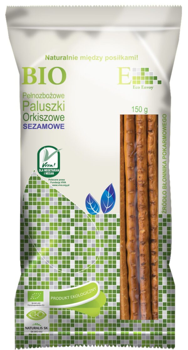 Paluszki orkiszowe pełnoziarniste z sezamem BIO 150 g — Envoy