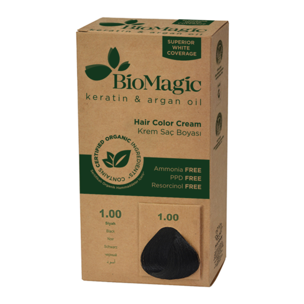 Farba do włosów czarna (1.00) 250 g — Biomagic