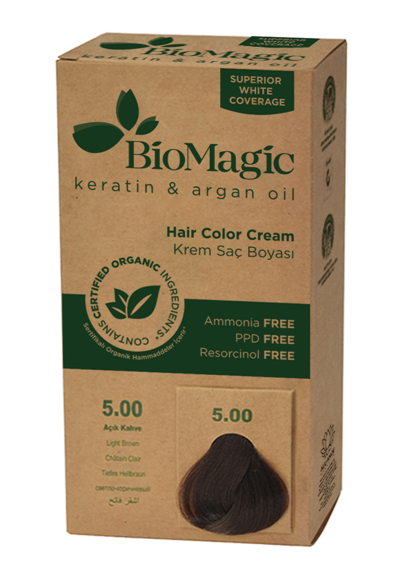 Farba do włosów jasny brąz (5.00) 250 g — Biomagic