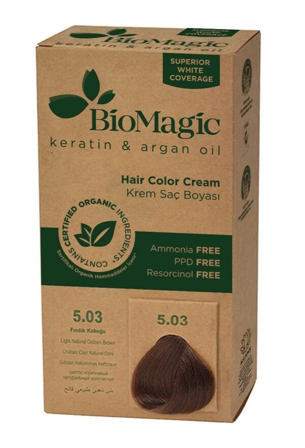 Farba do włosów jasny złoty brąz (5.03) 250 g — Biomagic
