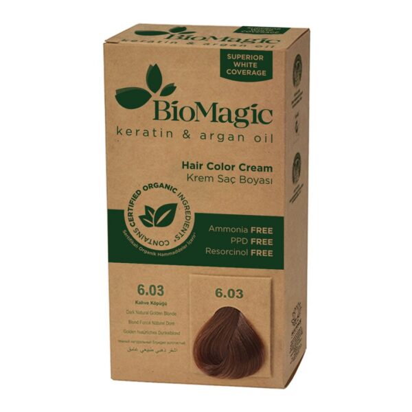 Farba do włosów ciemny złoty blond (6.03) 250 g — Biomagic