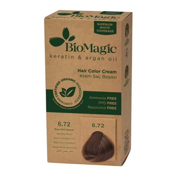 Farba do włosów ciemny beżowy blond (6.72) 250 g — Biomagic