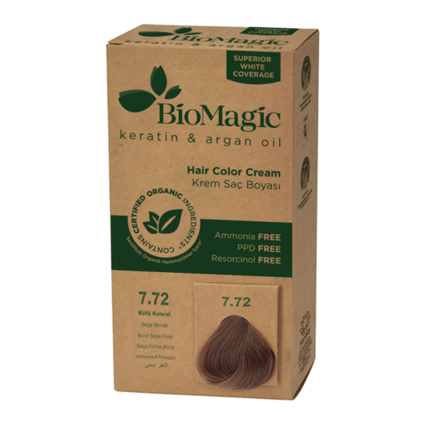 Farba do włosów beżowy blond (7.72) 250 g — Biomagic