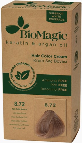 Farba do włosów jasny beżowy blond (8.72) 250 g — Biomagic