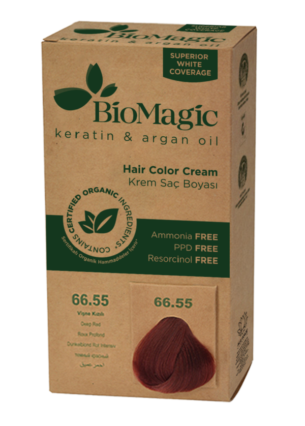 Farba do włosów głęboka czerwień (66.55) 250 g — Biomagic