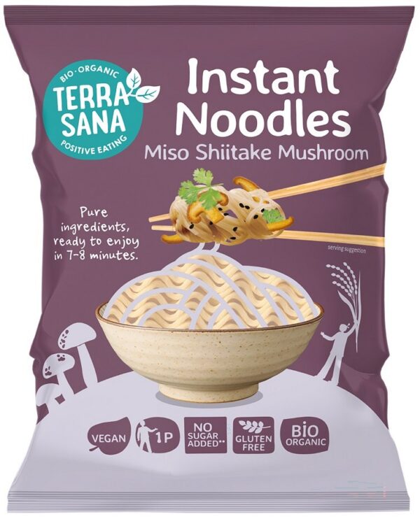Zupa błyskawiczna z makaronem, miso i grzybami shiitake bezglutenowa BIO 90 g — Terrasana