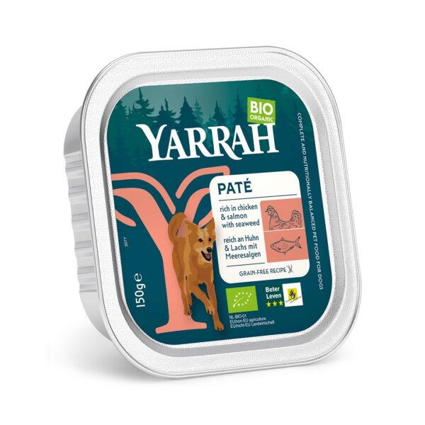 (Dla psa) pasztet z kurczaka i łososia z algami morskimi BIO 150 g — Yarrah