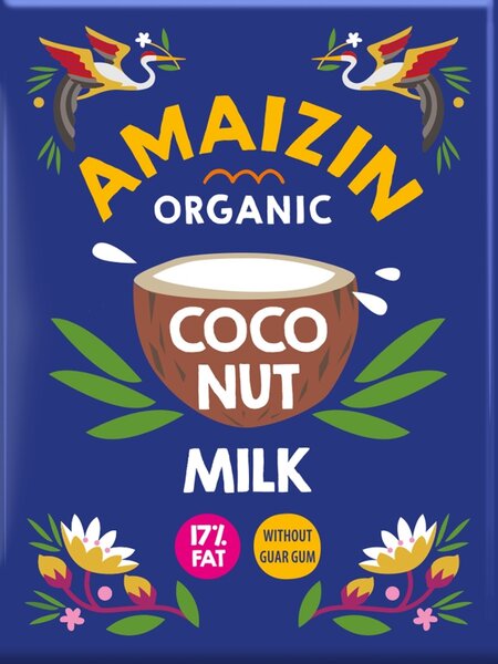 Coconut Milk, napój kokosowy bez gumy guar (17 % tłuszczu) BIO 200 ml (karton) — Amaizin
